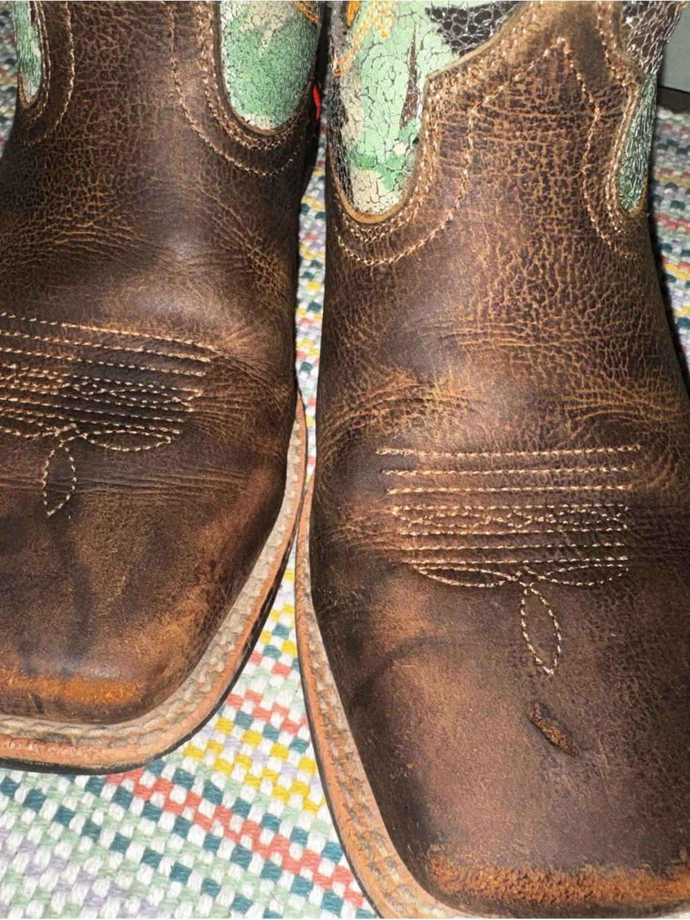 Ariat Kids Brown Camouflage Western Boots with Orange Accents